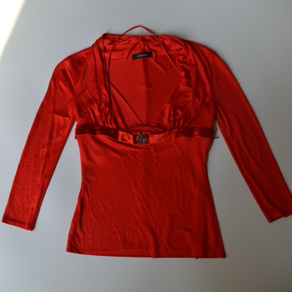Versace halter 3/4 sleeve top